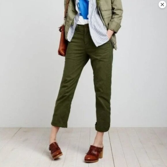 Madewell Pants - Madewell Size 30 Olive Green Cruiser Straight High Rise Chino Pants F4803